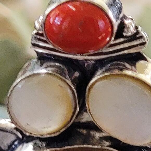 Baroque Pearl & Red Jasper Sterling Silver Pendant Necklace - Timeless Elegance - Picture 8 of 10